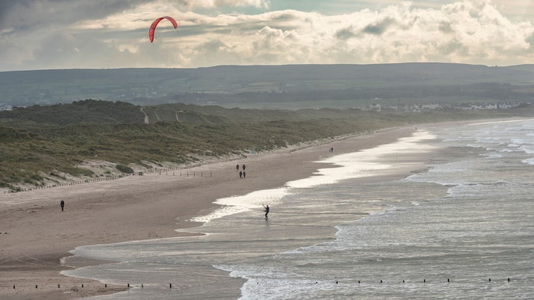 An aerial photograph of Portstewart Strand.